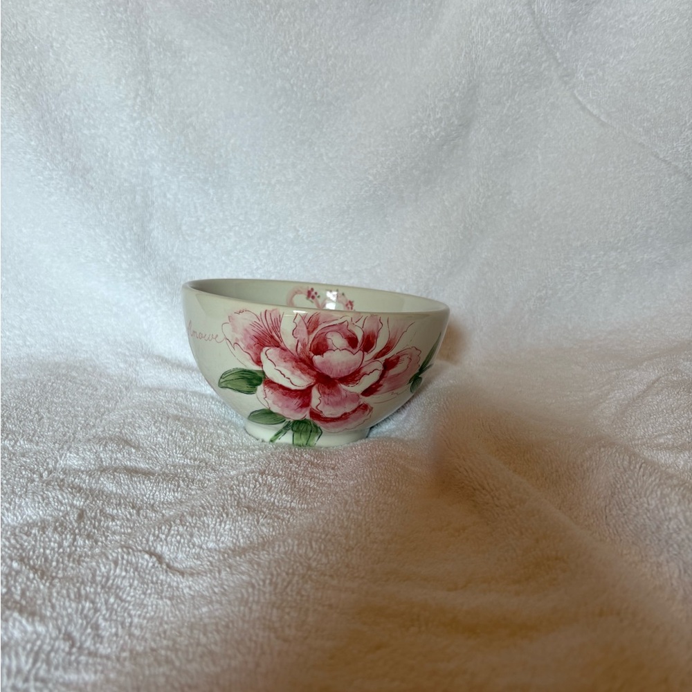 Charming Pink Floral Ceramic Bowl